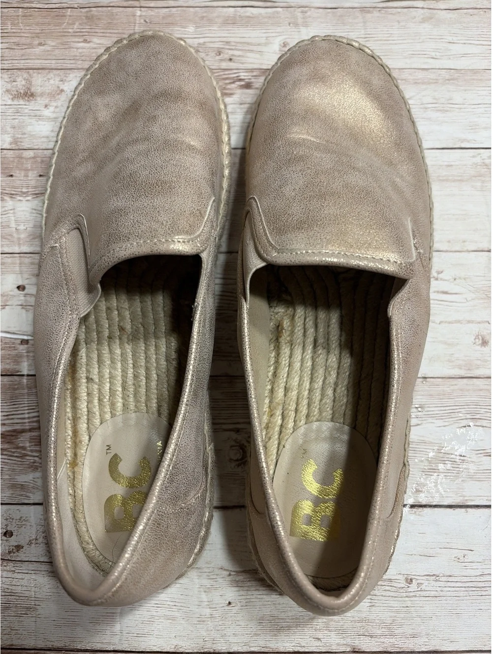 BC Born in California Metallic Gold Espadrilles Sneakers Size 8
